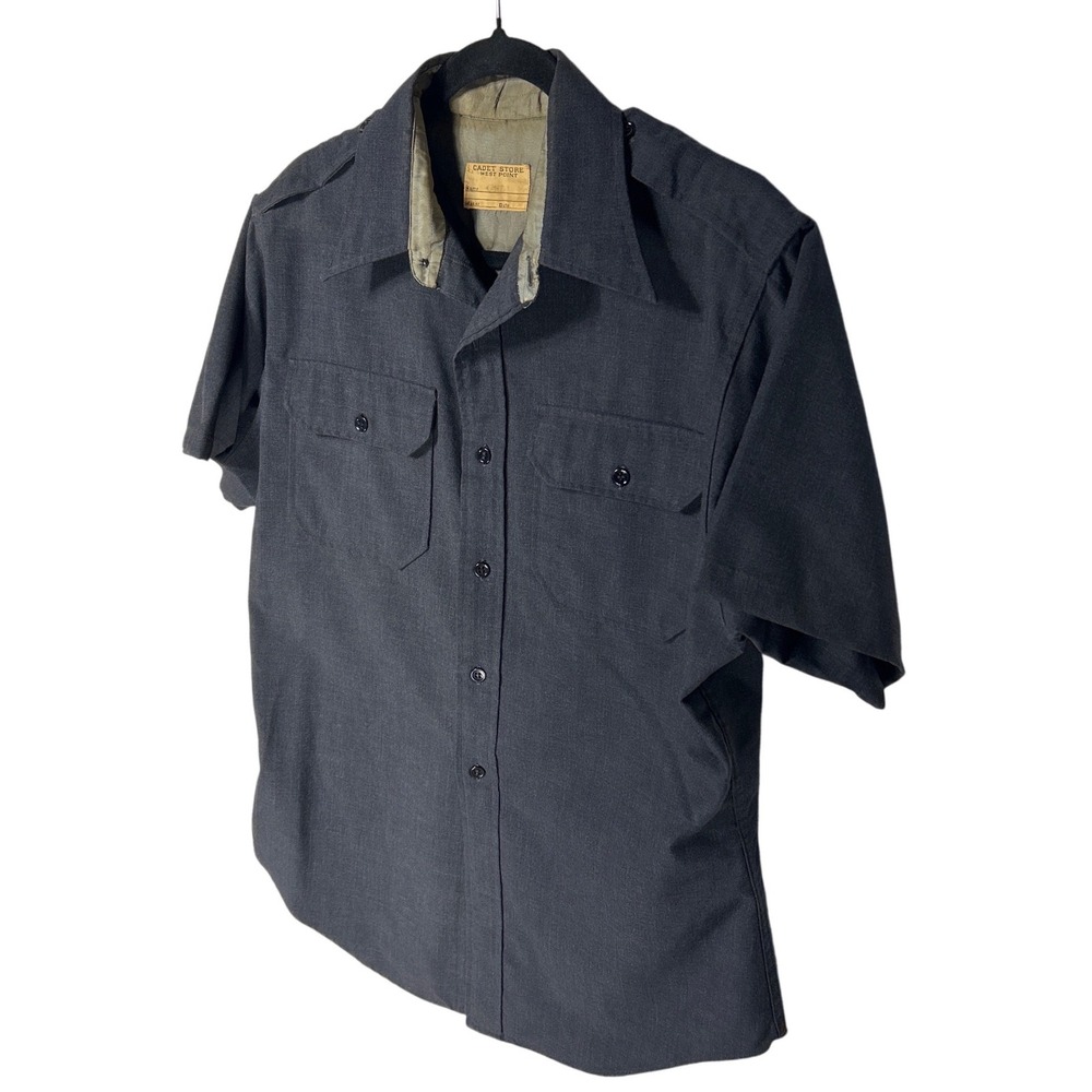 Vintage Cadet Store West Point Mens Gray Short Sleeve Military Utility Shirt